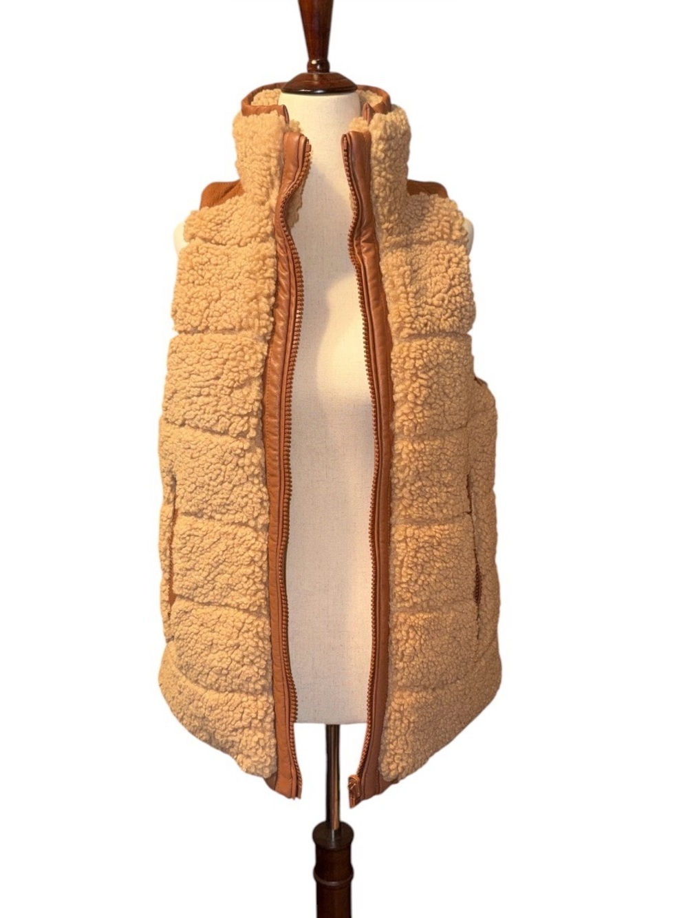 Tuckernuck Camel and Tan Shearling Reversible Beckham Vest - Picture 3 of 5